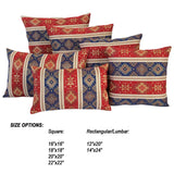 Tapestry Ethnic Rug-Kilim Pattern Red-Blue 16"x16" Throw Pillow Cover Sham