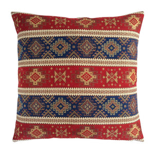 Tapestry Ethnic Rug-Kilim Pattern Red-Blue 22"x22" Decorative Pillow Cover