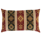 Tapestry Ethnic Rug-Kilim Pattern Bordeaux Red-Green 12"x20" Pillow Cover Sham