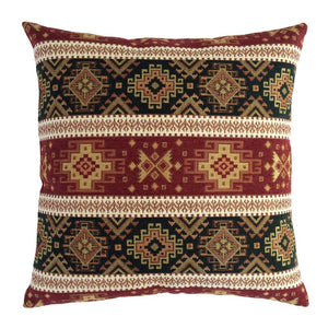 Tapestry Ethnic Rug-Kilim Pattern Bordeaux Red-Green 18"x18" Pillow Cover Sham