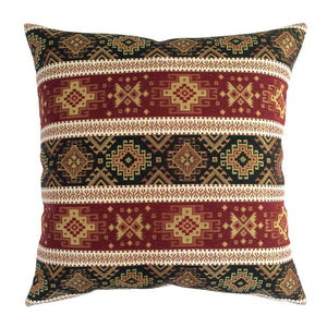 Tapestry Ethnic Rug-Kilim Pattern Bordeaux  Red-Green 22"x22" Pillow Cover Sham