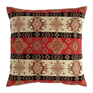 Tapestry Ethnic Rug-Kilim Pattern Red-Cream 16"x16" Throw Pillow Cover Sham