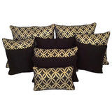 Satin Circle Lattice Pattern Black-Gold 12"x20" Bolster Pillow Cover Sham