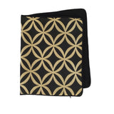 Satin Circle Lattice Pattern Black-Gold 14"x24" Lumbar Pillow Cover Sham