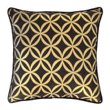 Satin Geometric Circle Lattice Pattern Black-Gold Pillow Cover Sham