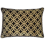Satin Circle Lattice Pattern Black-Gold 20"x28" Decorative Pillow Cover Sham
