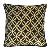 Satin Circle Lattice Pattern Black-Gold 22"x22" Decorative Pillow Cover Sham