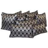 Satin Circle Lattice Pattern Black-Silver 12"x20" Bolster Pillow Cover Sham