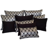 Satin Circle Lattice Pattern Black-Silver 12"x20" Bolster Pillow Cover Sham