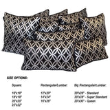 Satin Circle Lattice Pattern Black-Silver 20"x30" Queen Size Pillow Cover Sham