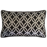 Satin Circle Lattice Pattern Black-Silver 14"x24" Lumbar Pillow Cover Sham