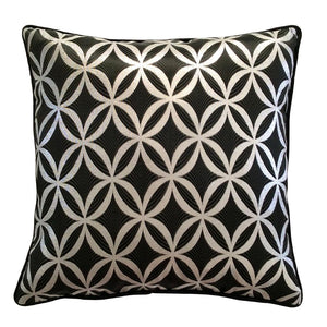 Satin Circle Lattice Pattern Black-Silver 20"x20" Home Deco Pillow Cover Sham