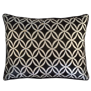 Satin Circle Lattice Pattern Black-Silver 20"x26" Standart Size Pillow Cover Sham