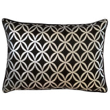 Satin Geometric Circle Lattice Pattern Black-Silver Pillow Cover Sham