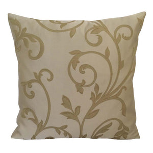 Drapery/Acrylic Leaves 20"x20" Beige/Olive Pillow Case/Cushion Cover