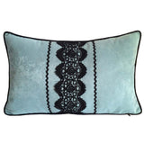 Faux Suede Floral Guipure Applique 12"x20" Turquoise Green Pillow Case/Cushion Cover