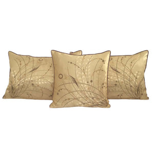 Jacquard Satin Meadow Reeds Queen Size Yellow Pillow/Cushion Cover Set