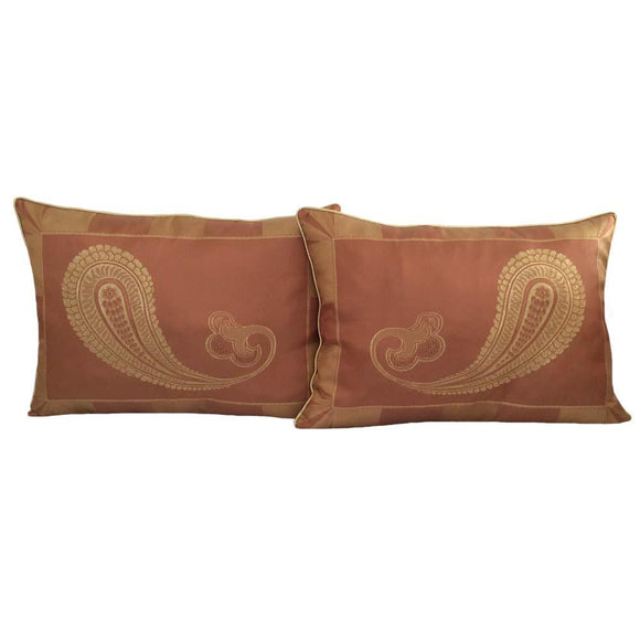Jacquard Satin Paisley Standard Size Copper Orange Pillow/Cushion Case
