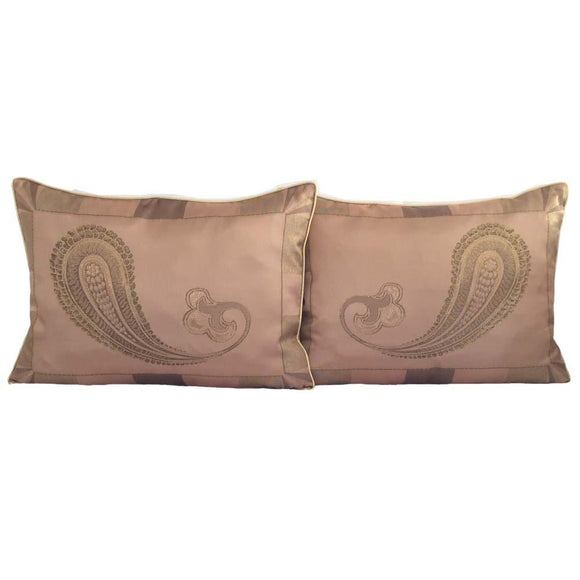 Jacquard Satin Paisley Standard Size French Beige Pillow/Cushion Cover