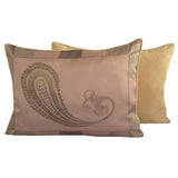 2 pcs Jacquard Satin Paisley Pattern Standard Size French Beige Pillow/Cushion Cover