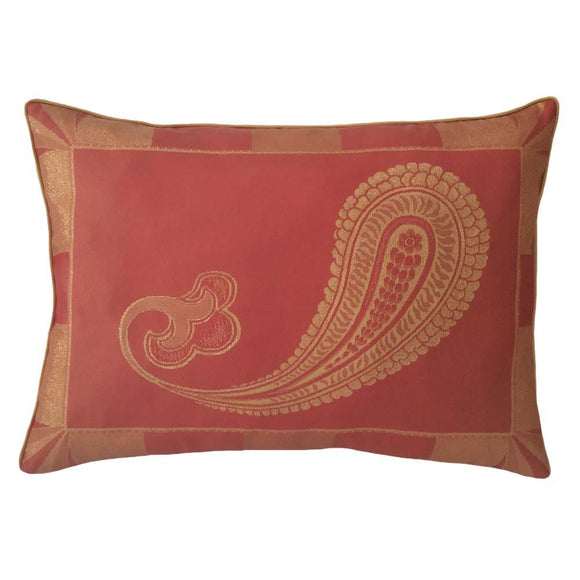 Jacquard Satin Paisley Standard Size Brick-Red Pillow/Cushion Cover