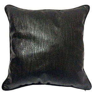 Faux Leather Textured/Striated Pattern 18"x18" Black Pillow Case/Cushion Cover