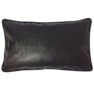 Faux Leather Textured/Striated Pattern 12"x20" Black Pillow Case/Cushion Cover