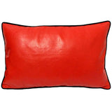 Faux Leather Solid Pattern 12"x20" Red Pillow Case/Cushion Cover