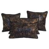 Faux Leather Black Gold Effect 16"x16" Throw Pillow Case/Cushion Cover Sham