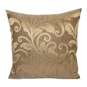 Linen Leaves 18"x18" Brown Decorative/Throw Pillow Case/Cushion Cover