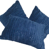 Faux Fur Chevron-Stripe Sequined Pattern 14"x19" Pillow Cover - Saks Blue