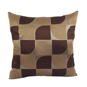 Satin Geometric 20"x20" Brown/Olive Green Pillow Case/Cushion Cover