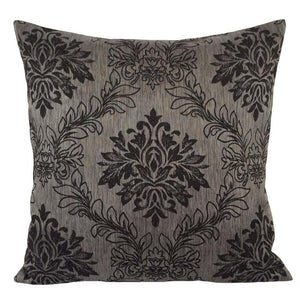 Satin Damask 21"x21" Gray/Black Decorative Pillow Case/Cushion Cover
