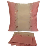 Satin Floral Embroidery Pattern 18"x18" Pink/Ivory Pillow Case/Cushion Cover