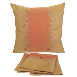 Satin Floral Embroidery Pattern 18"x18" Orange/Yellow Pillow Case/Cushion Cover