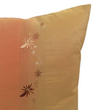 Satin Floral Embroidery Pattern 18"x18" Orange/Yellow Pillow Case/Cushion Cover