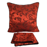 Satin Leaves Pattern 18"x18" Red/Black Pillow Case/Cushion Cover
