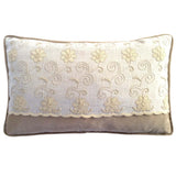 Shantung Satin/Linen Floral Pattern 12"x20" Beige/Cream Pillow Case/Cushion Cover