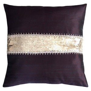 Satin 18"x18" Purple Pillow Case/Cushion Cover - Sequin Embroidery Applique