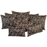 Satin Textured Ivy Pattern Black-Cream 14"x24" Lumbar Pillow Cover Sham