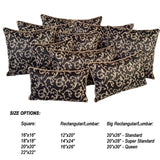 Satin Textured Ivy Pattern Black-Cream 16"x26" Lumbar Pillow Cover Sham