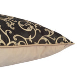 Satin Textured Ivy Pattern Black-Cream 20"x28" Decorative Pillow Cover Sham
