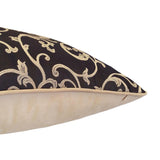 Satin Textured Ivy Pattern Black-Cream 20"x30" Queen Size Pillow Cover Sham