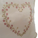 Satin/Chenille Love & Heart Embroidery Pattern 13"x20" Beige Pillow Case/Cushion Cover