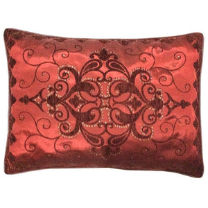 Satin/Chenille Jacquard Floral-Damask Pattern 20"x28" Red Pillow Case/Cushion Cover