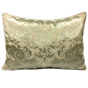 Satin/Chenille Jacquard Damask Pattern 20"x28" Beige/Mint Pillow Case/Cushion Cover