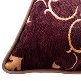 3 pcs Satin/Chenille Damask-Oriental-Floral Purple-Gold Pillow Case/Cushion Cover Set
