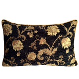 Upholstery/Chenille Yellow/Orange Floral Pattern 14"x24" Black Pillow Case/Cushion Cover