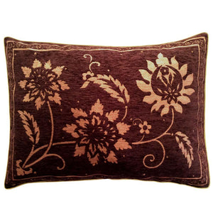 Upholstery/Chenille Floral Pattern 20"x28" Chocolate Brown Pillow Case/Cushion Cover