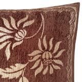 2 pcs Upholstery-Chenille Brown (Cream Mum Flowers) Queen Size 22"x30" Pillow Cover